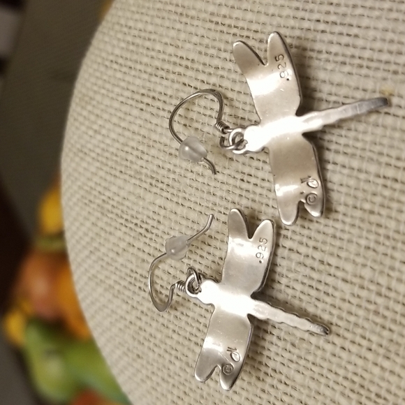 Sterling & Moonstone Dragonfly Earrings - Picture 3 of 5